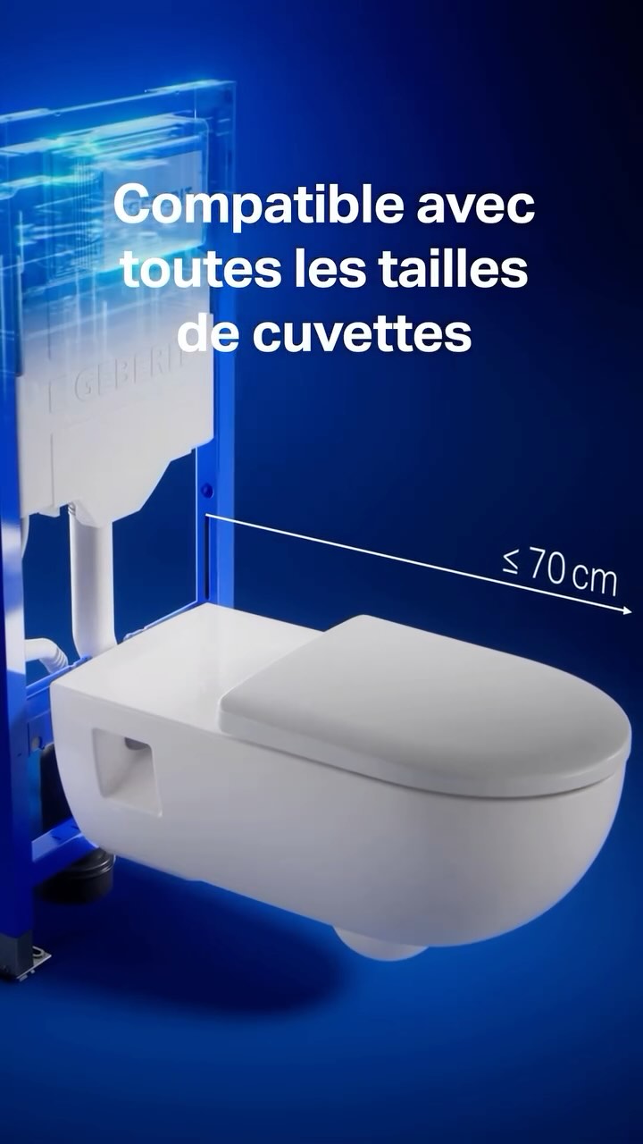 Un système d’installation. Toutes les tailles de cuvettes. 💪

Grâce à ses profils latéraux et barres transversales renforcées, le bâti-support Duofix 4ème génération s’adapte à toutes les dimensions de cuvettes : des modèles compacts, standards, jusqu’aux
