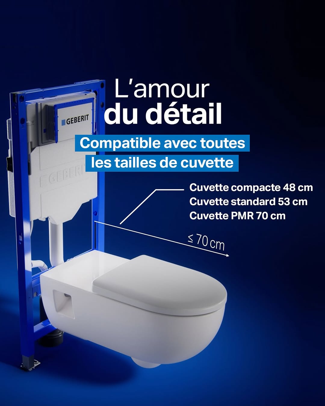 Un châssis, toutes les tailles de cuvettes possibles ! 📏

Ce qui rend le bâti-support Duofix 4ème génération encore plus universel que les précédents ? Sa compatibilité avec toutes les dimensions de cuvette : que vous souhaitiez installer un WC compact de